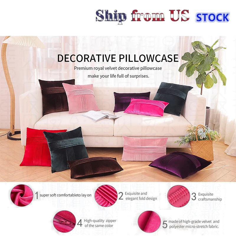 2 Pack Throw Pillow Covers  Sofa Decor Cushion Cases Velvet Premium Cushion