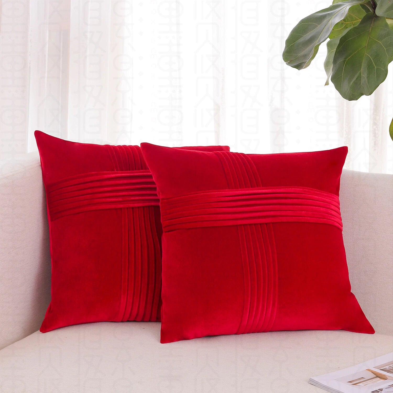 2 Pack Throw Pillow Covers  Sofa Decor Cushion Cases Velvet Premium Cushion