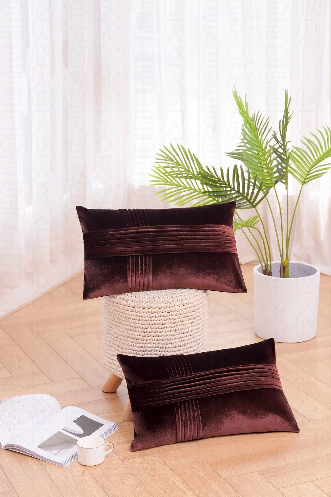 2 Pack Throw Pillow Covers  Sofa Decor Cushion Cases Velvet Premium Cushion