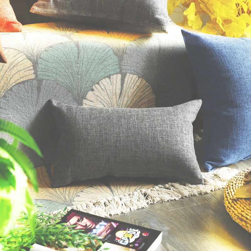 1PC Pillowcase Cushion Cover Throw Waist Pillow Case Cotton Linen Sofa Couch Bed