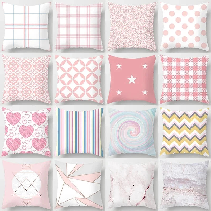 45x45cm Pink Printed Pillowcase Decoration Sofa Cushion Cover Bed  Home  Car