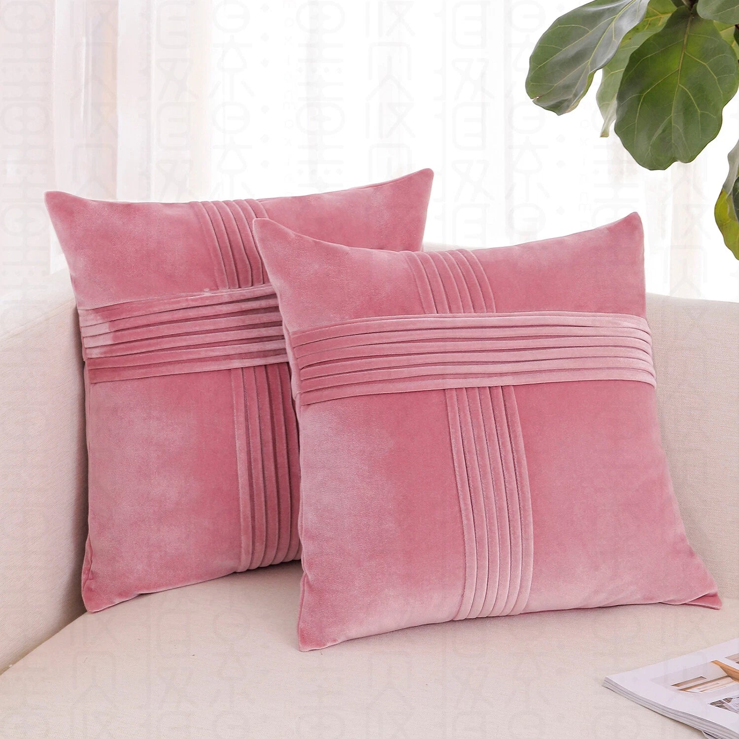2 Pack Throw Pillow Covers  Sofa Decor Cushion Cases Velvet Premium Cushion