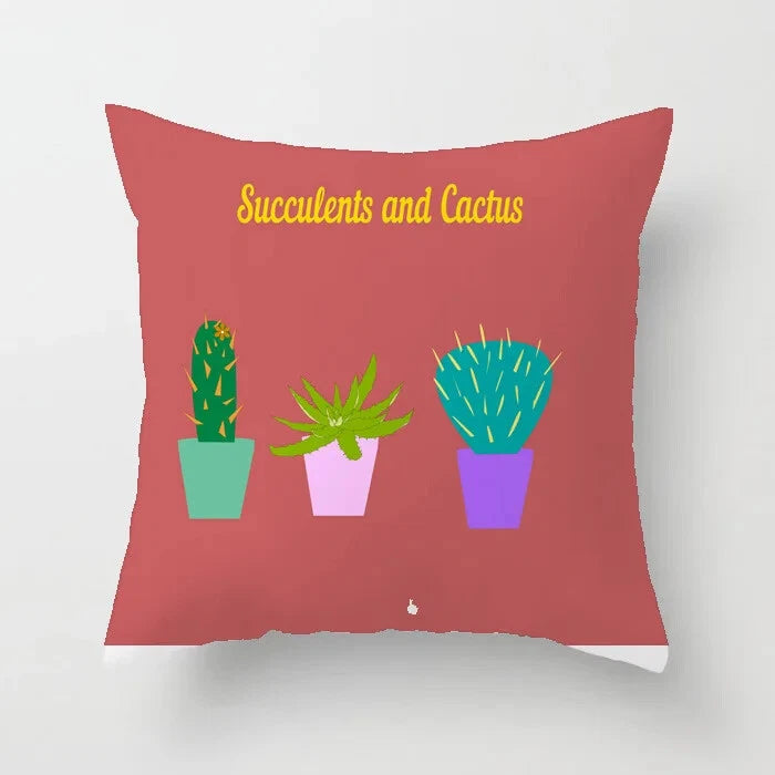 Cactus Succulent Plants Pillowcase Decor Sofa Cushion Case Bed Pillow Cover