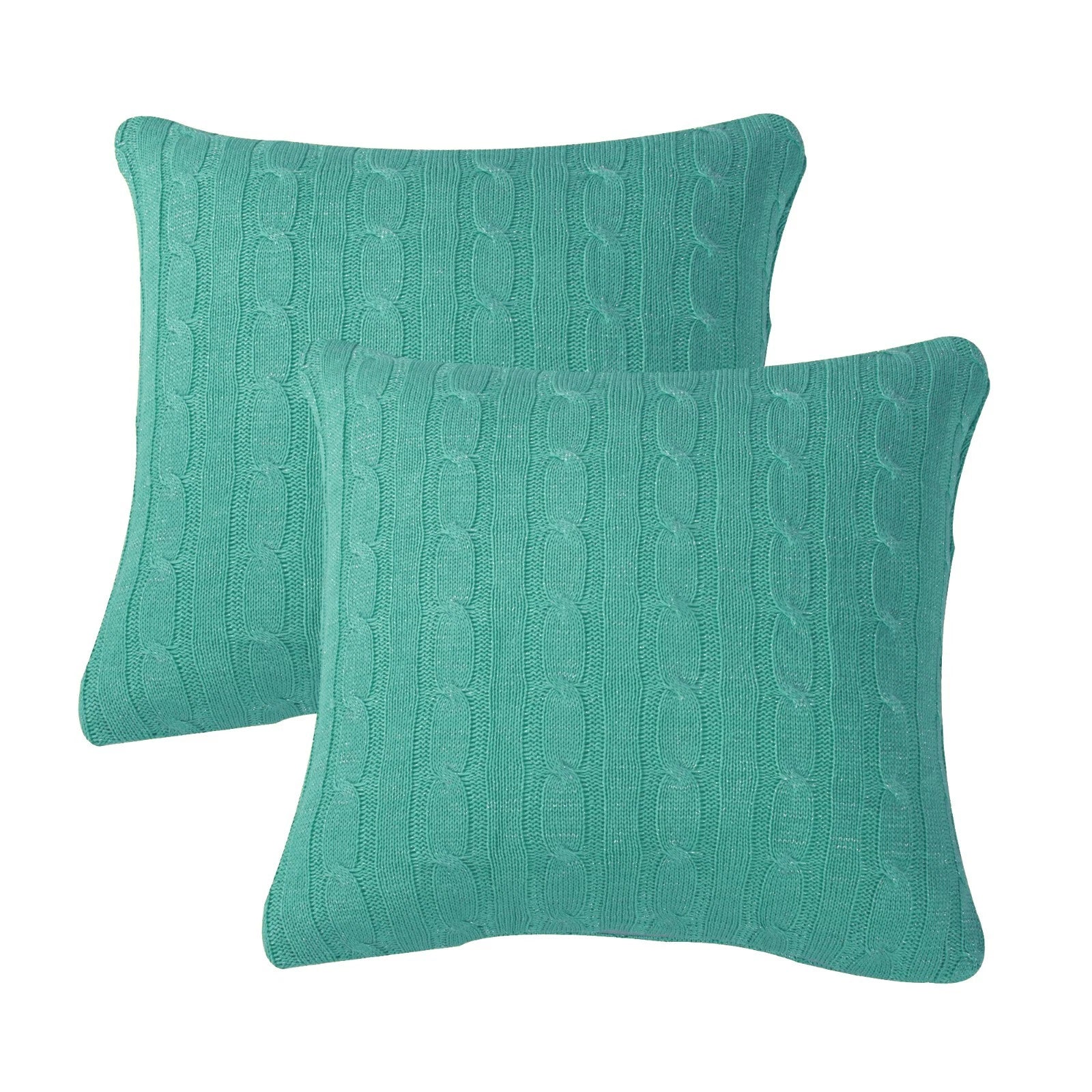 2x Cable Knit Decorative Throw Pillow Cover Square Warm Cushion Cover for Couch