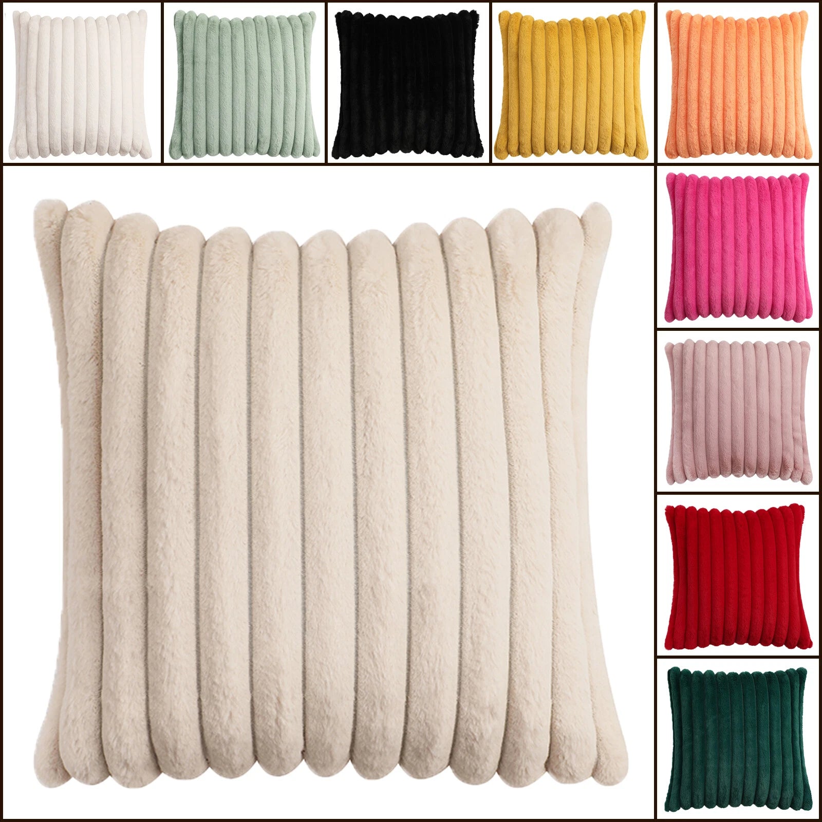 16" 18" 20" 22" 24" Plush Velvet Cushion Cover Sofa Bed Soft Plain Pillow Case