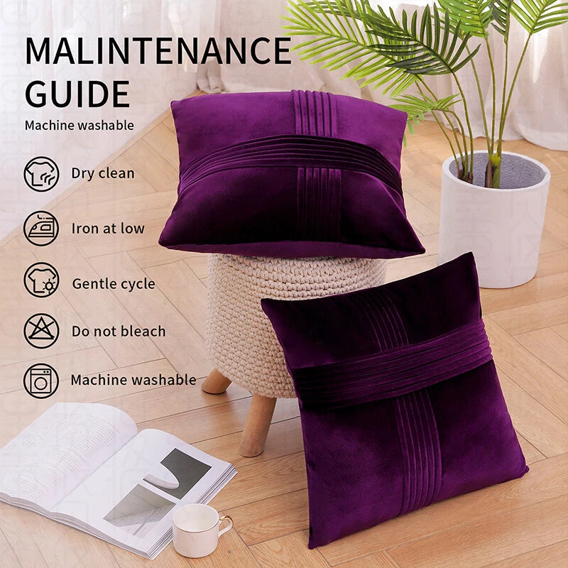 2 Pack Throw Pillow Covers  Sofa Decor Cushion Cases Velvet Premium Cushion