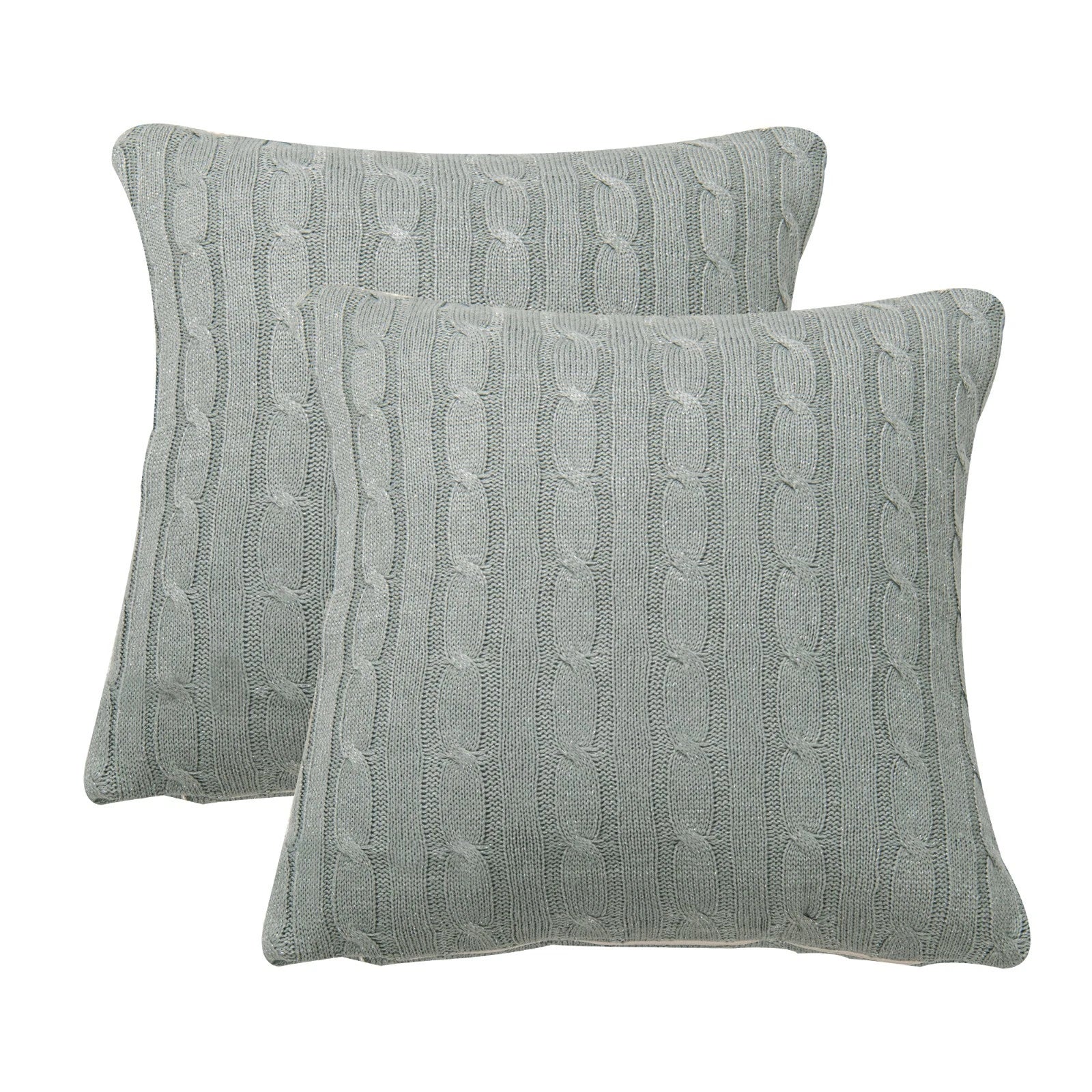 2x Cable Knit Decorative Throw Pillow Cover Square Warm Cushion Cover for Couch
