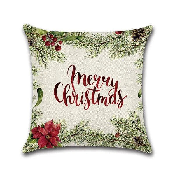 18" Christmas Cushion Cover Pattern Sofa Car Pet Square Pillow Case Home Decor