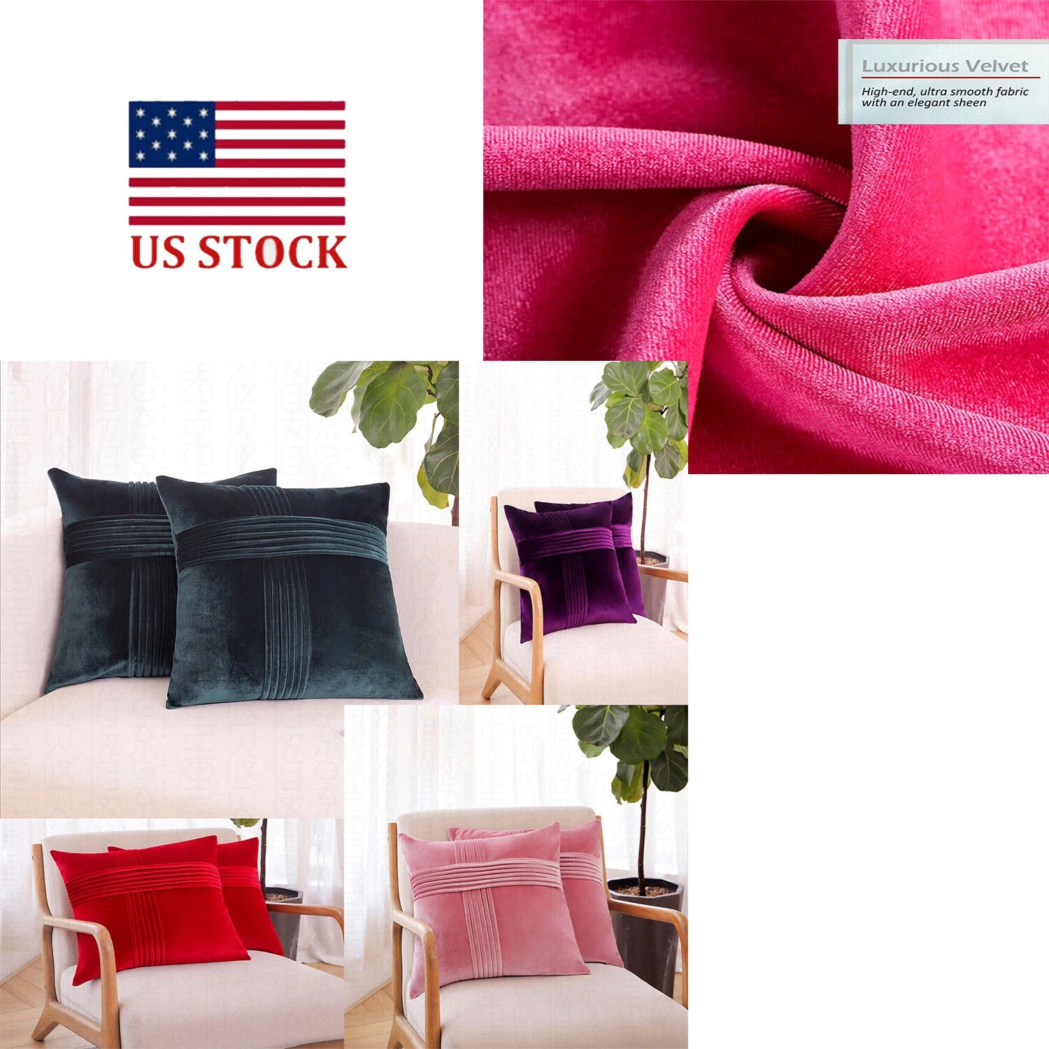 2 Pack Throw Pillow Covers  Sofa Decor Cushion Cases Velvet Premium Cushion