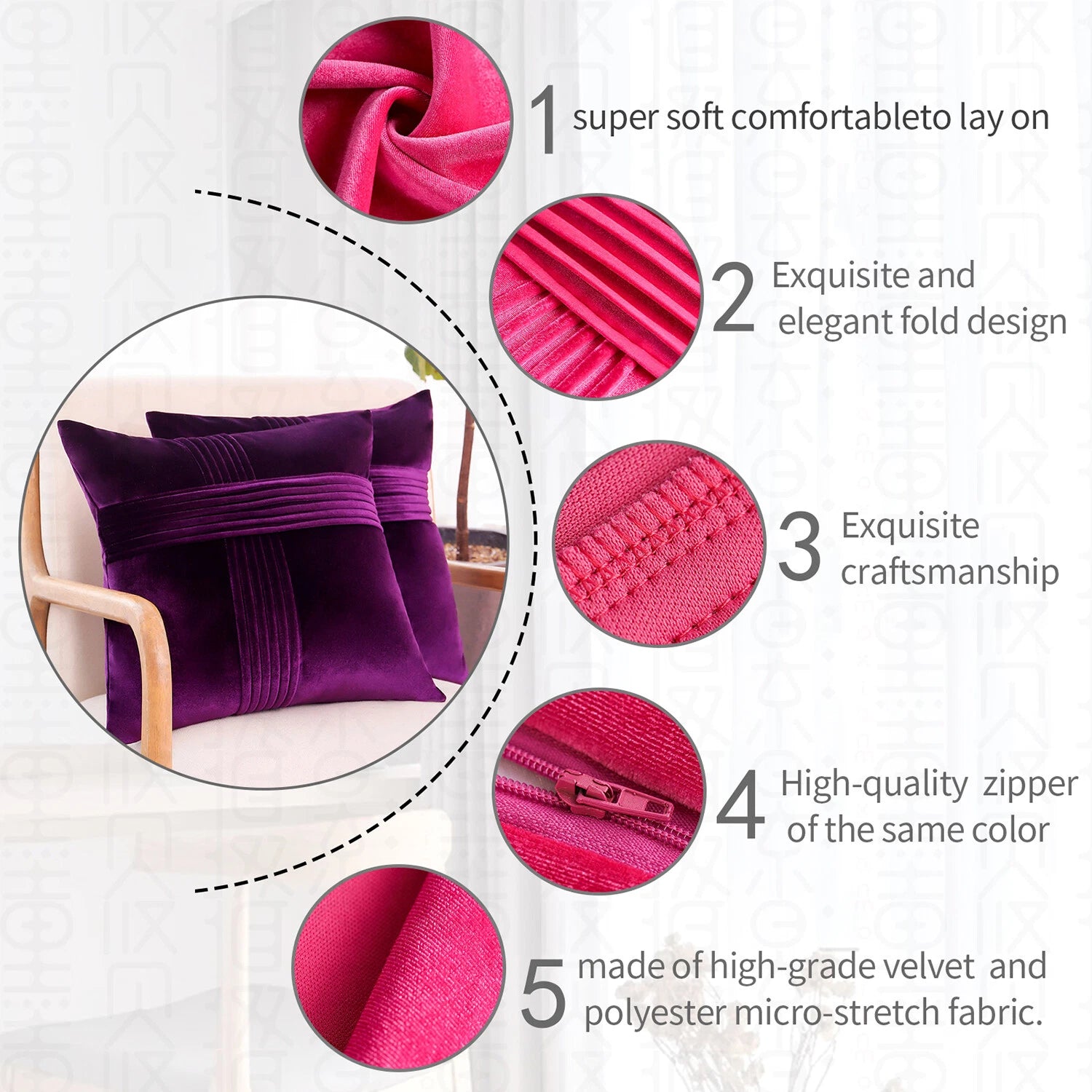 2 Pack Throw Pillow Covers  Sofa Decor Cushion Cases Velvet Premium Cushion