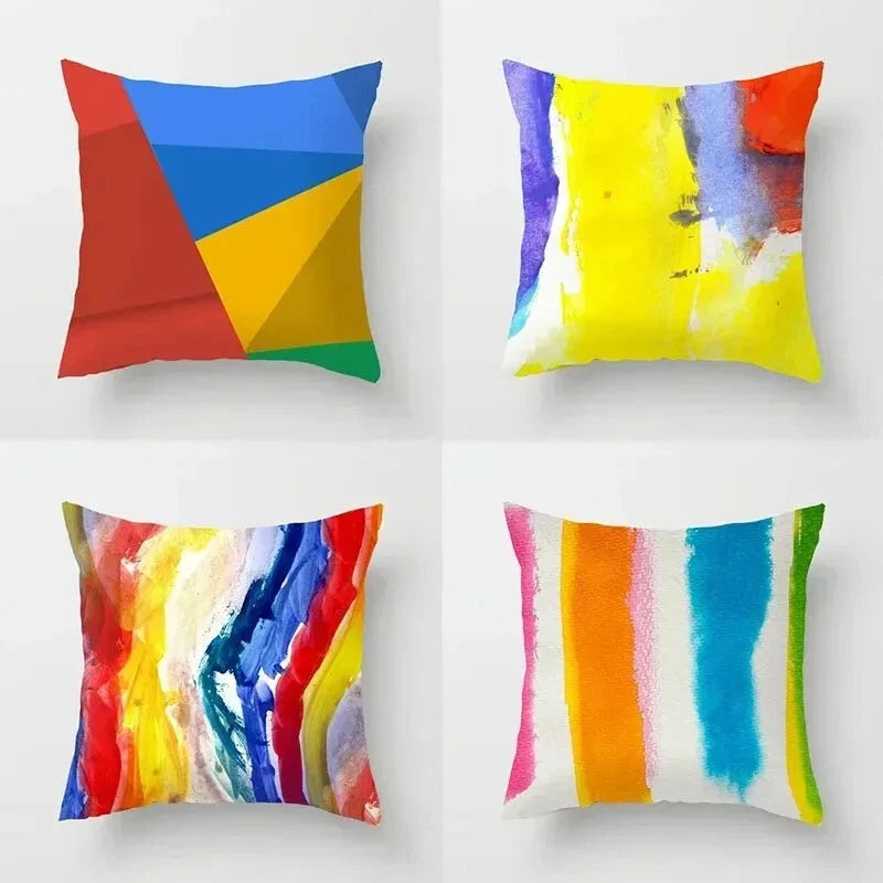 Bed Home Living Room Car Office Rainbow Geometric Sofa Pillowcase Cushion Cover