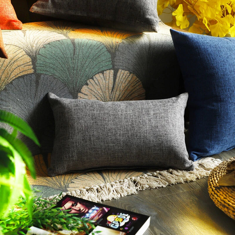 1PC Pillowcase Cushion Cover Throw Waist Pillow Case Cotton Linen Sofa Couch Bed