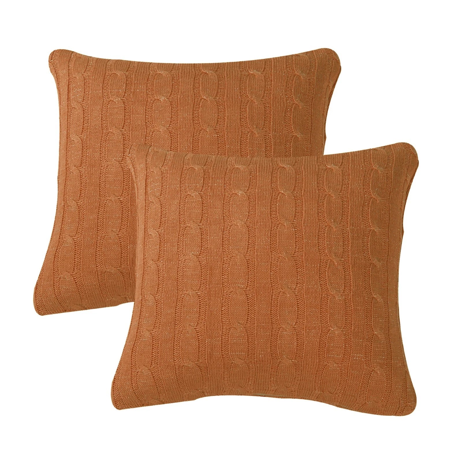 2x Cable Knit Decorative Throw Pillow Cover Square Warm Cushion Cover for Couch