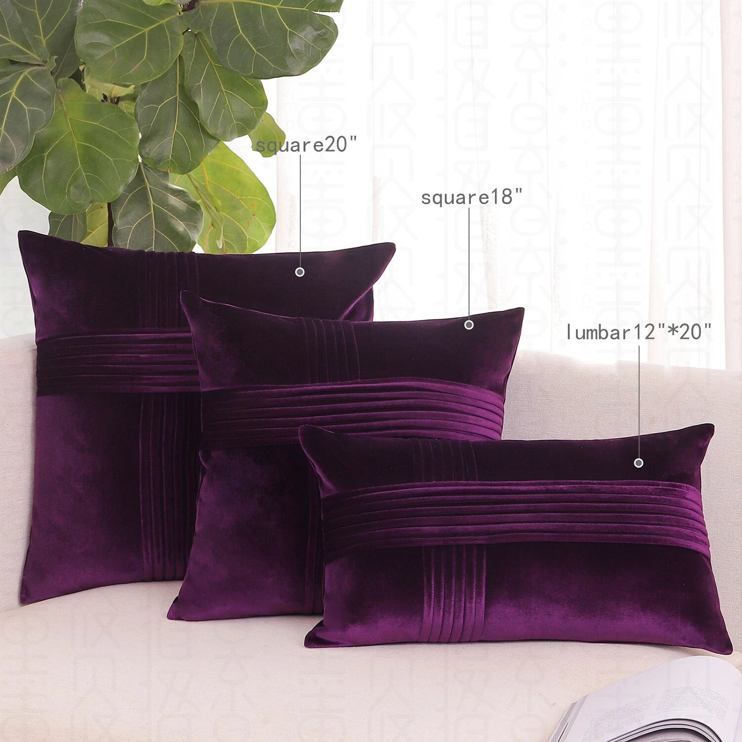 2 Pack Throw Pillow Covers  Sofa Decor Cushion Cases Velvet Premium Cushion