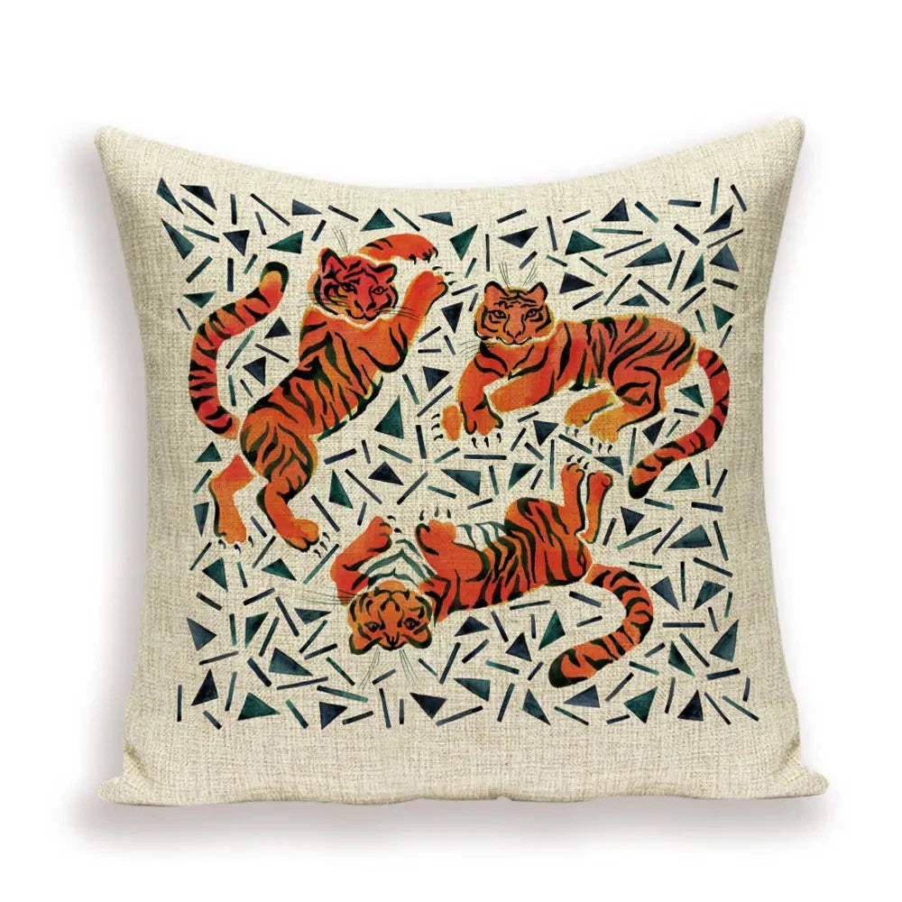 Animal Style Tiger Cushion Case Autumn Jungle Pillowcase Sofa Bed Cushions Cover