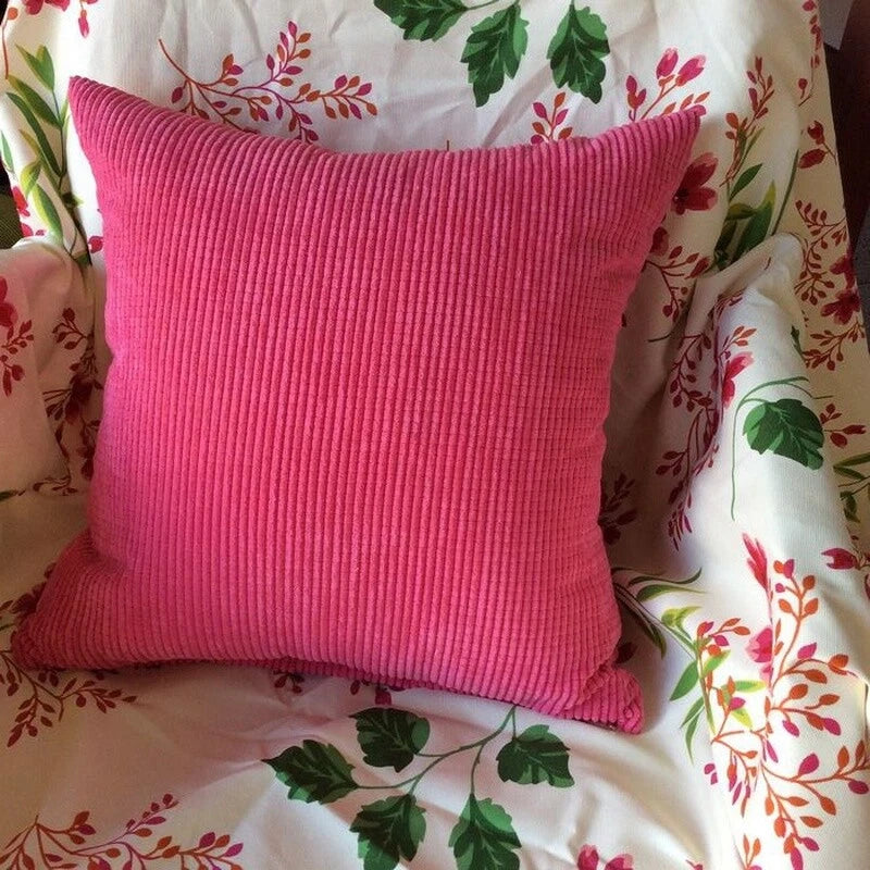 2X Large Plain Corduroy Cushion Covers Stripe Zip up Pillow Cases Sofa Bed Decor