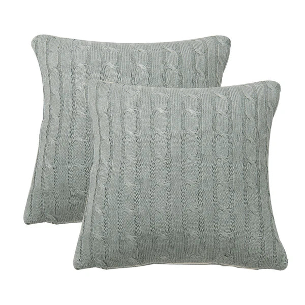 2x Cable Knit Decorative Throw Pillow Cover Square Warm Cushion Cover for Couch