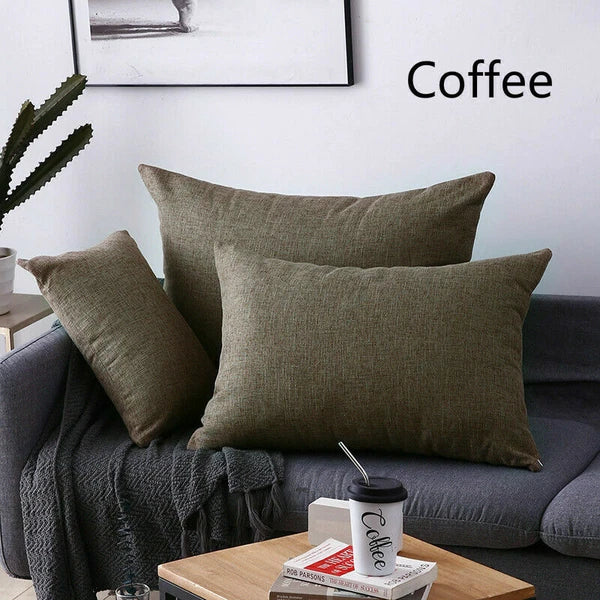 2X Cushion Cover Pillow Cases Solid Color Large Rectangle Sofa Bed Home Decor