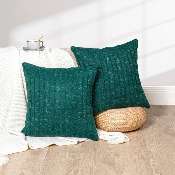 2x Cable Knit Decorative Throw Pillow Cover Square Warm Cushion Cover for Couch