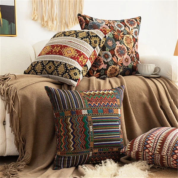 24 x 24in Cotton Linen Blend Home Throw Pillow Cover Case Sofa Bed Cushion Cover