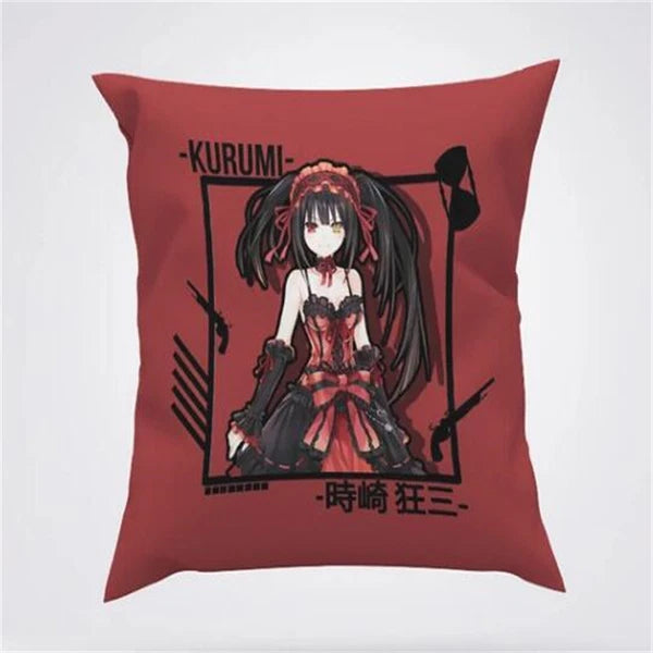 Anime Cartoon Tokisaki Kurumi Print Cushion Cover Sofa Home Decor Pillowcase