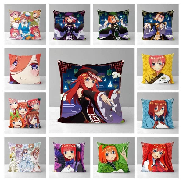 Anime Girl Pillow Covers Decor Sofa Print Quintuplets Short Plush Cushion Cover