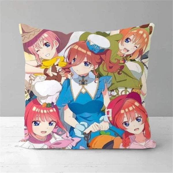 Anime Girl Pillow Covers Decor Sofa Print Quintuplets Short Plush Cushion Cover