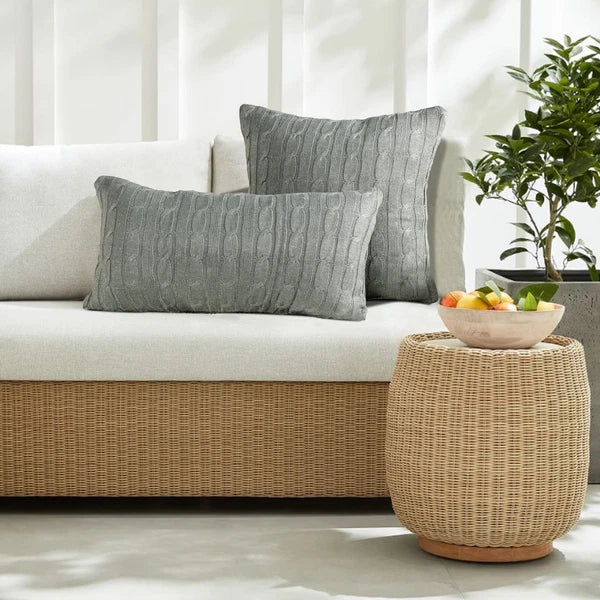 2x Cable Knit Decorative Throw Pillow Cover Square Warm Cushion Cover for Couch