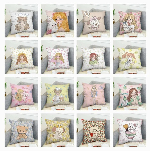 Anime Cartoon Mikko Illustrations Print Cushion Cover Sofa Home Decor Pillowcase