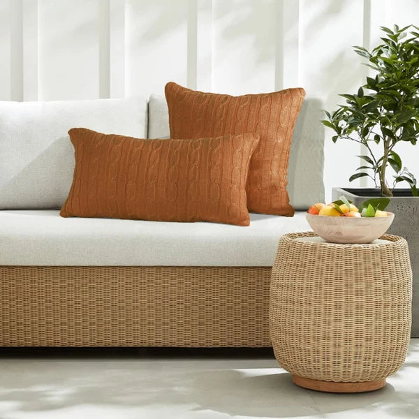 2x Cable Knit Decorative Throw Pillow Cover Square Warm Cushion Cover for Couch