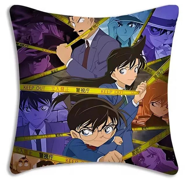 Anime Detective Pillow Covers Cartoon Sofa Decor Print Short Plush Cushion Cover