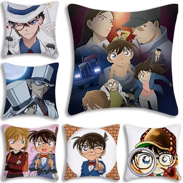 Anime Detective Pillow Covers Cartoon Sofa Decor Print Short Plush Cushion Cover