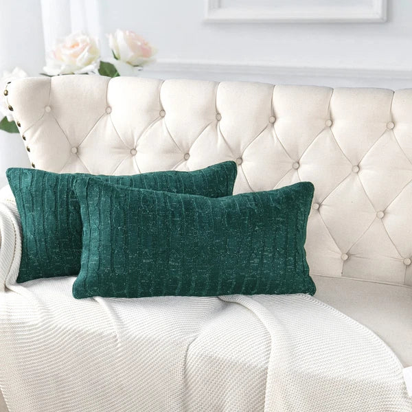 2x Cable Knit Decorative Throw Pillow Cover Square Warm Cushion Cover for Couch