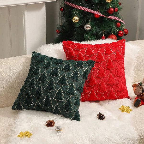 Christmas Tree Throw Pillow Cover Soft Plush Pillowcase Sofa Bed Cushion Decor