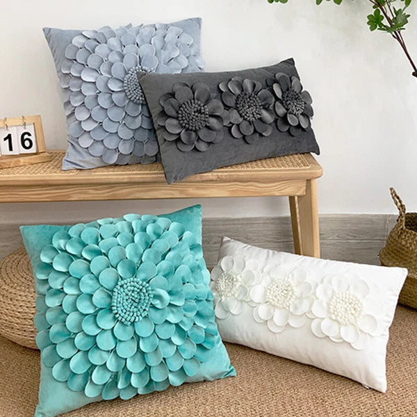 1X Velvet 3D Flower Pillowcase Cushion Pillow Cover Case Bedding Sofa Home Decor