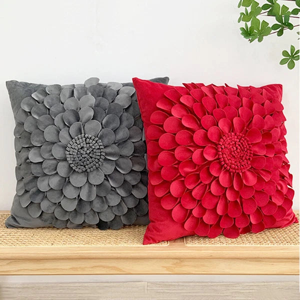 1X Velvet 3D Flower Pillowcase Cushion Pillow Cover Case Bedding Sofa Home Decor