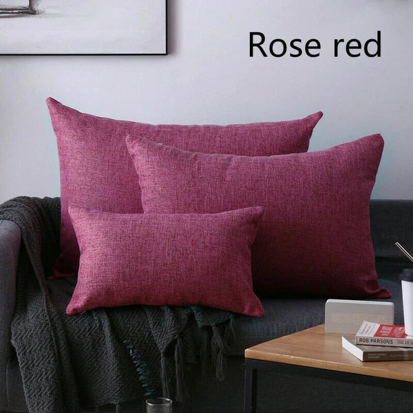2X Cushion Cover Pillow Cases Solid Color Large Rectangle Sofa Bed Home Decor