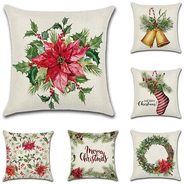 18" Christmas Cushion Cover Pattern Sofa Car Pet Square Pillow Case Home Decor