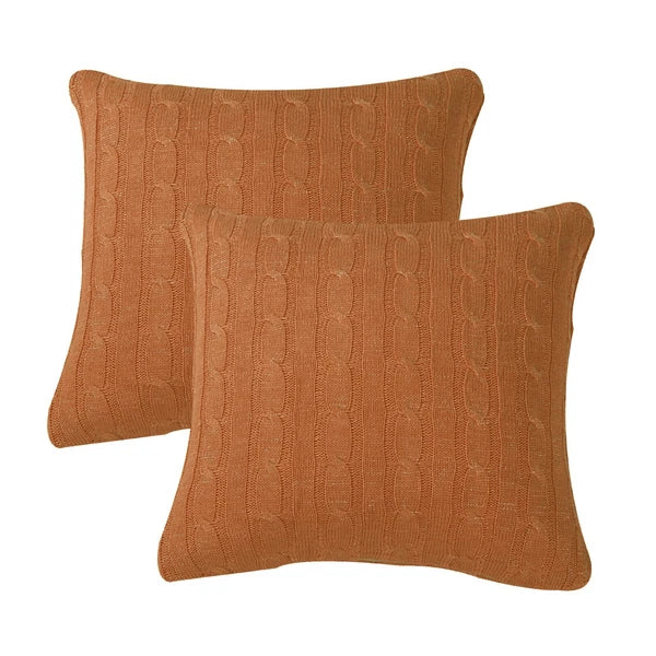2x Cable Knit Decorative Throw Pillow Cover Square Warm Cushion Cover for Couch