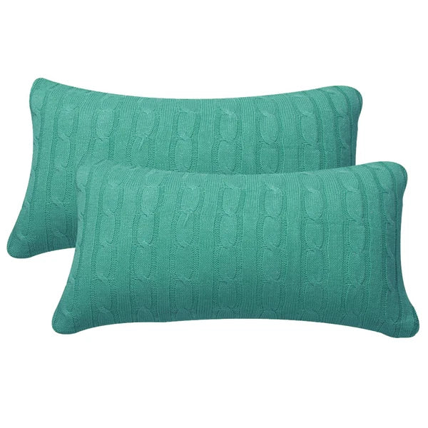 2x Cable Knit Decorative Throw Pillow Cover Square Warm Cushion Cover for Couch