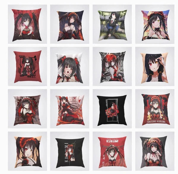Anime Cartoon Tokisaki Kurumi Print Cushion Cover Sofa Home Decor Pillowcase