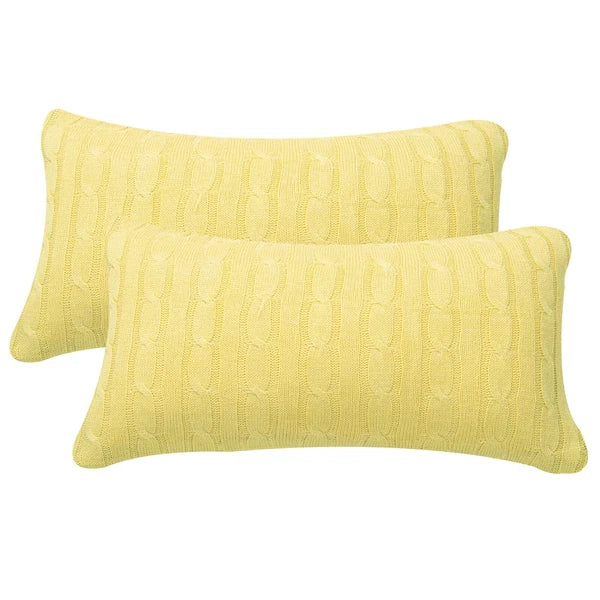 2x Cable Knit Decorative Throw Pillow Cover Square Warm Cushion Cover for Couch