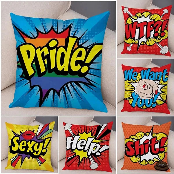 Pop Art Cushion Cover Polyester Cotton Pillowcase Sofa Chair Bed Pillow Cover