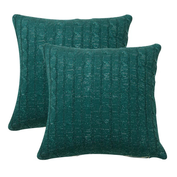 2x Cable Knit Decorative Throw Pillow Cover Square Warm Cushion Cover for Couch