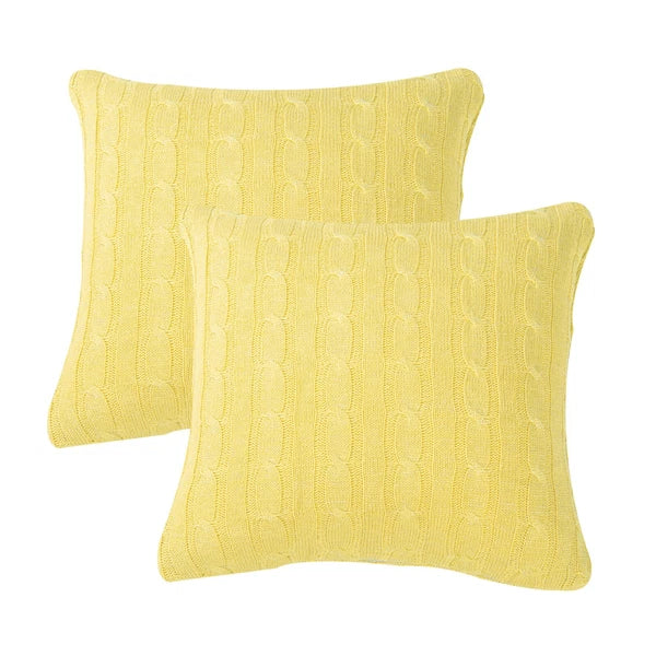 2x Cable Knit Decorative Throw Pillow Cover Square Warm Cushion Cover for Couch