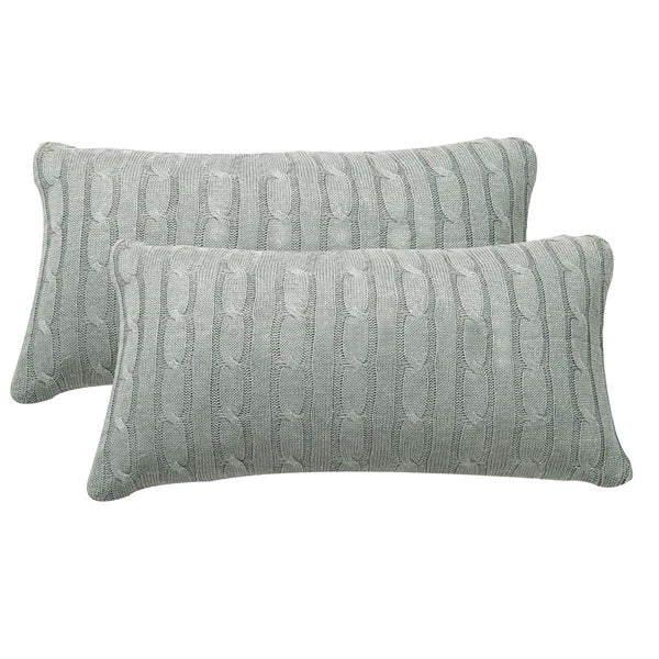2x Cable Knit Decorative Throw Pillow Cover Square Warm Cushion Cover for Couch