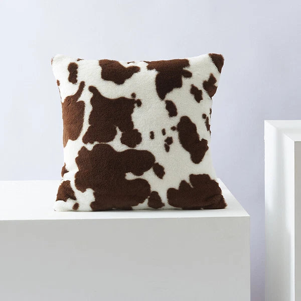 Cow Printing Cushion Cover Soft Plush Throw Sofa Pillow Case Decorative Home Bed