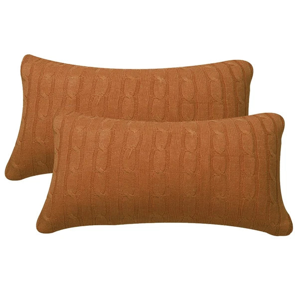 2x Cable Knit Decorative Throw Pillow Cover Square Warm Cushion Cover for Couch
