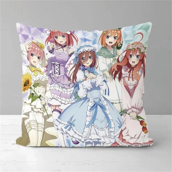 Anime Girl Pillow Covers Decor Sofa Print Quintuplets Short Plush Cushion Cover