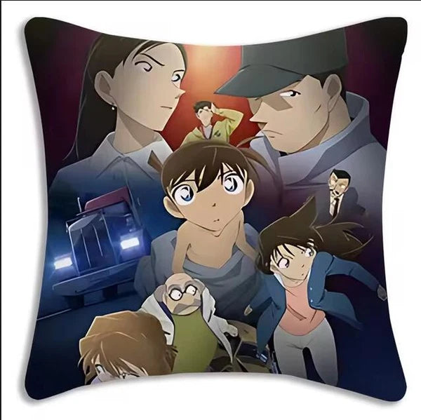 Anime Detective Pillow Covers Cartoon Sofa Decor Print Short Plush Cushion Cover